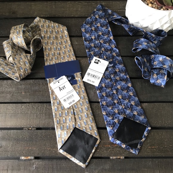 Stafford Men's Silk Ties Bundle of 2 Brown Blue NEW - Picture 2 of 13